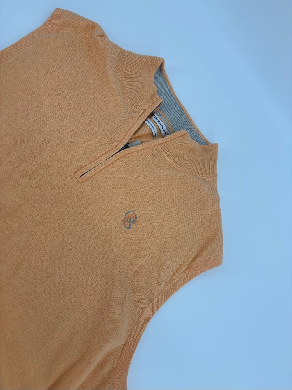 Peter Millar XL Orange 1/4 Zip Sweater Vest Cotton Cashmere Golf Ocean Course Lg
